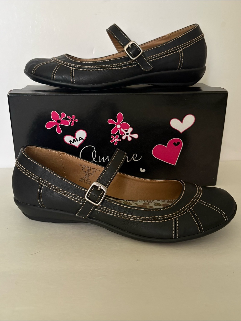 Mia Amore Mary Jane Ballet Flats Black NEW Size 9.5 Girly Twee Retro Y2K